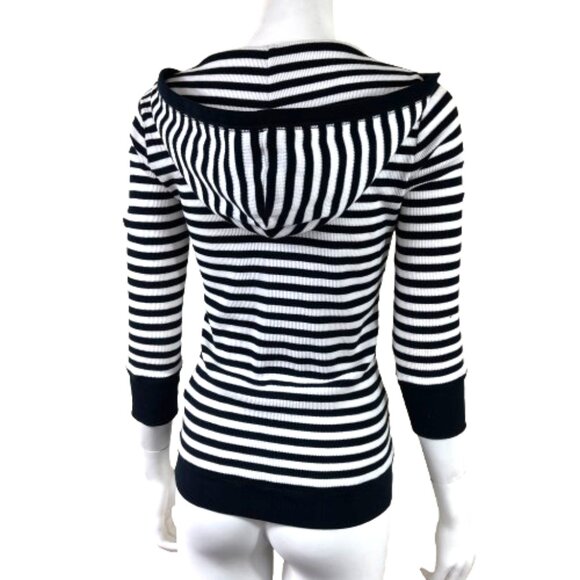 Ralph Lauren Knit Waffle Cotton stripe Hooded Top S - Picture 3 of 12